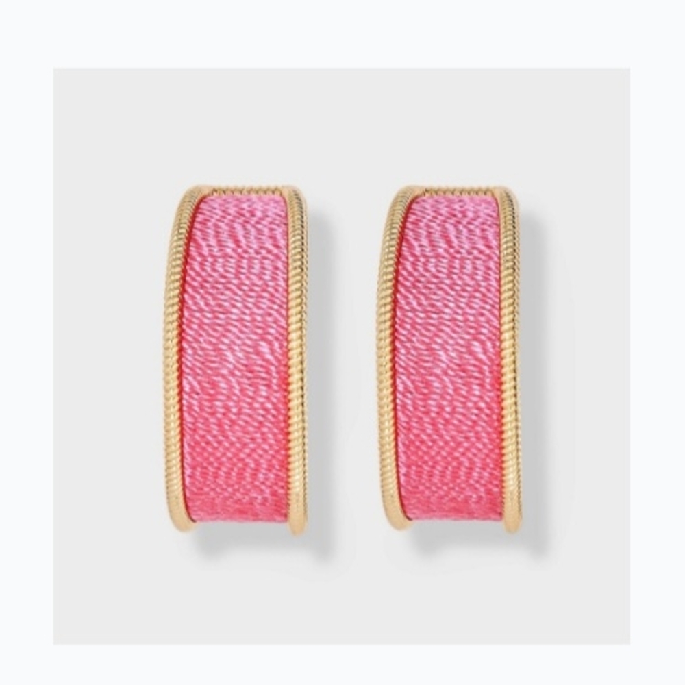 Elegant Pink and Gold Hoop Earrings
